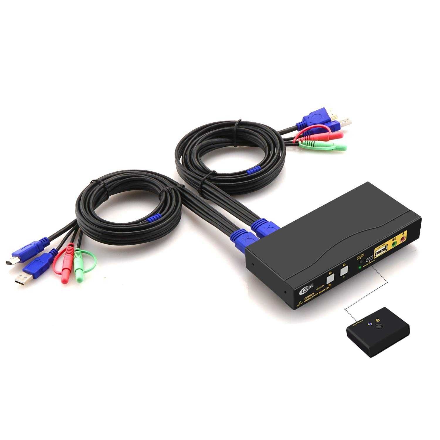 Switch KVM HDMI 4K 60Hz,USB 2 porturi,Hub USB 2.0,Suport audio