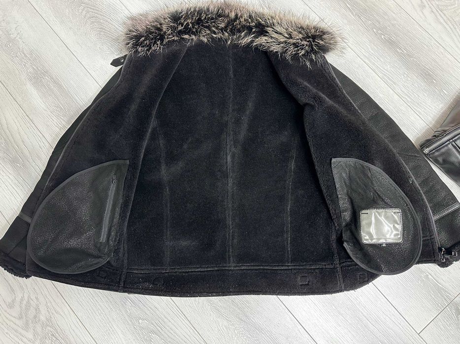 Дублёнка и шапка ушанка мех енот