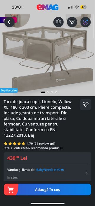 Tarc de joaca copii, Lionelo, Willow XL, 180 x 200 cm