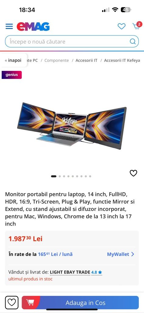 Monitor portabil laptop