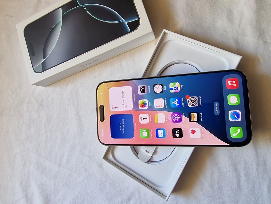 Vand IPHONE 16 PRO MAX 1TB full box impecabil white