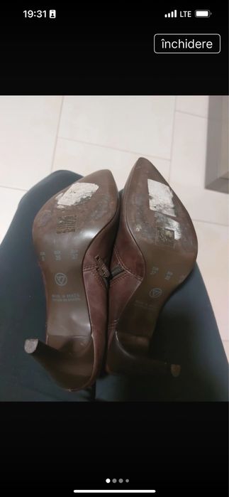 Cizme inalte piele culoare maro f comode toc mic 8 cm