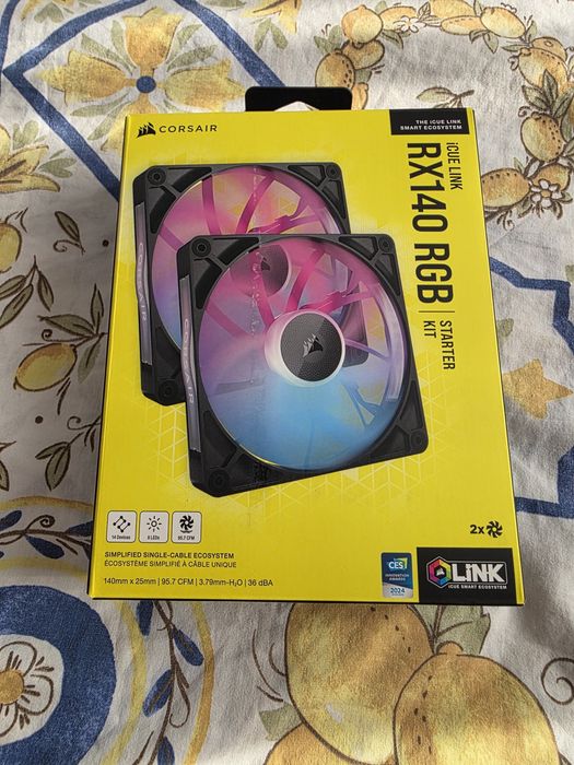 Ventilator Corsair iCUE LINK RX140 RGB, 140mm PWM, Twin Pack, Negru