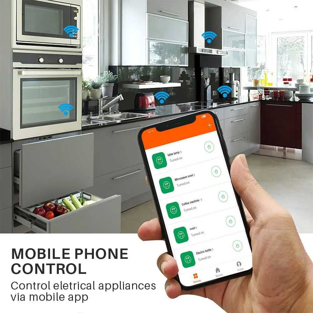 Смарт WiFi контакт STELS, 16A, Гласов контрол, Google Home, Alexa