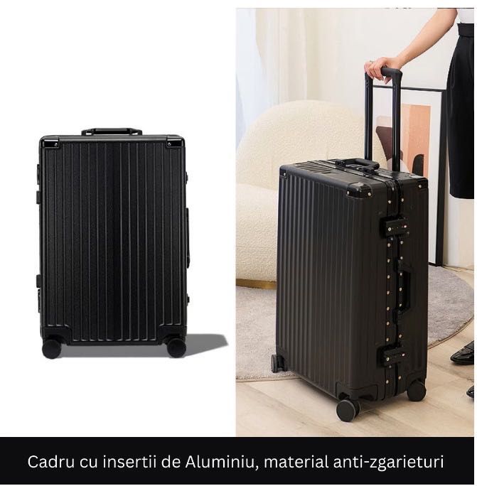 Troler de mana|cala negru 54x36x24|75x50x29cm,suport pahar si port USB