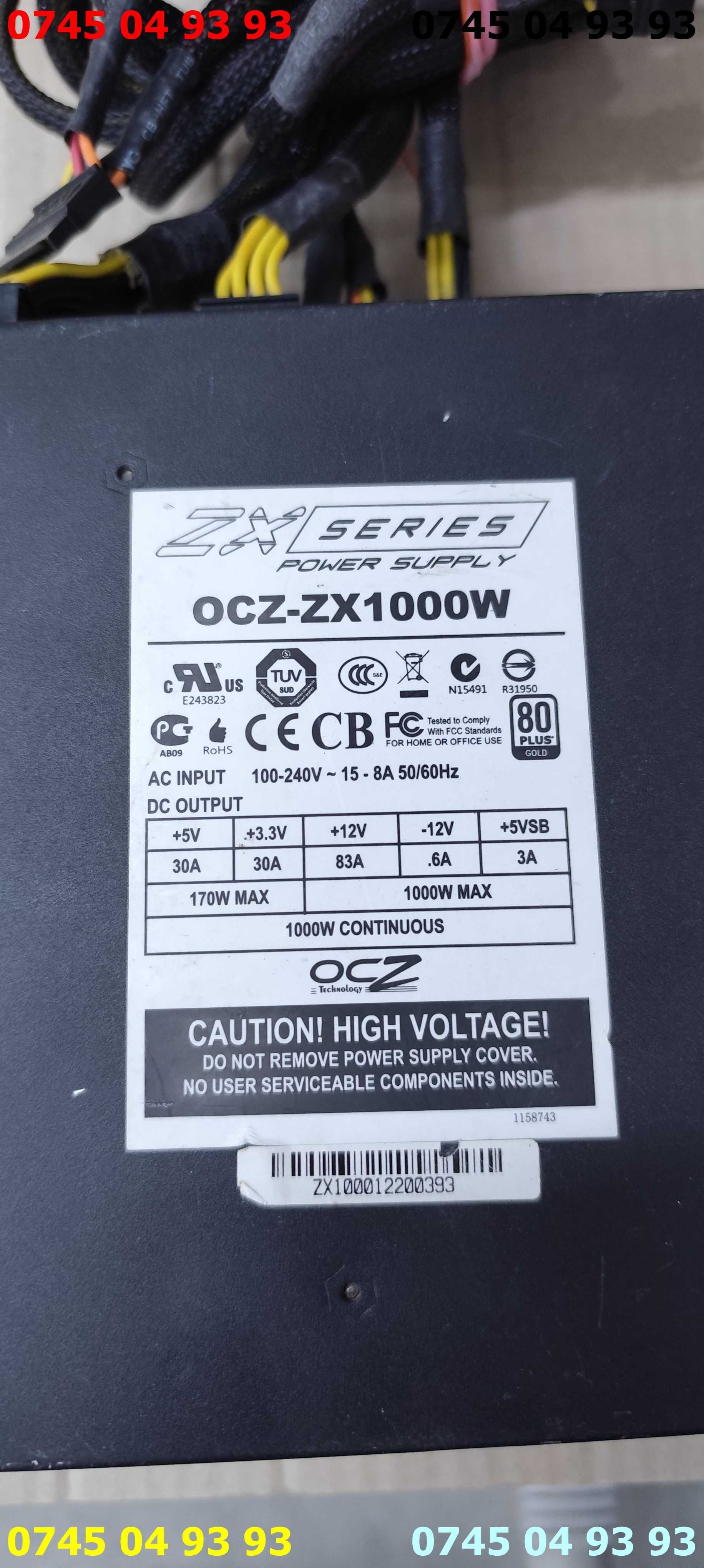 sursa pc calculator modulara 1000W OCZ ZX1000W mufele din poze