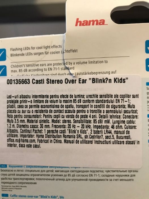 Casti Over-Ear Hama stereo, Blink’n Kids, Albastru