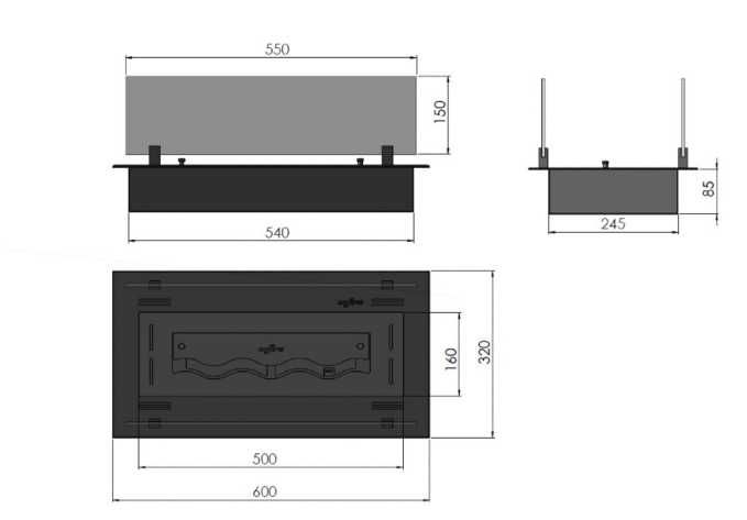 Arzator pe bioetanol INSERT BLACK 600, 60 cm lungime, by InFIre, PL