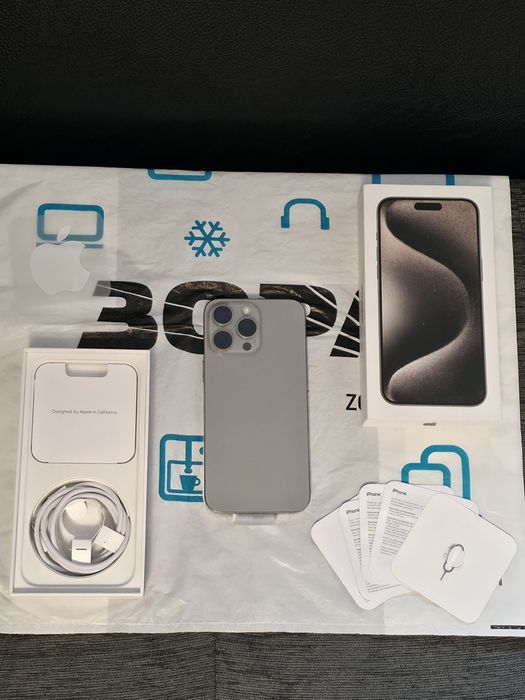 КАТО НОВ 256GB iPhone 15 Pro Max Зора Гаранция 2025г. Natural / Сив