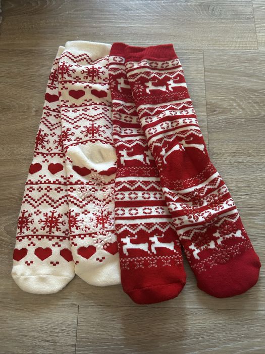 Sosete groase iarna cu insertii cauciuc pe talpi- 2 perechi