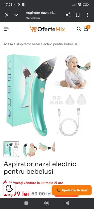 Vând aspirator nazal bebeluși nou eficient