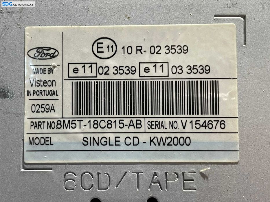 Unitate Radio CD Player Single CD 6000CD KW2000 Ford C-Max FL Facelift 2007 - 2010 Cod 8M5T-18C815-AB [L3112]