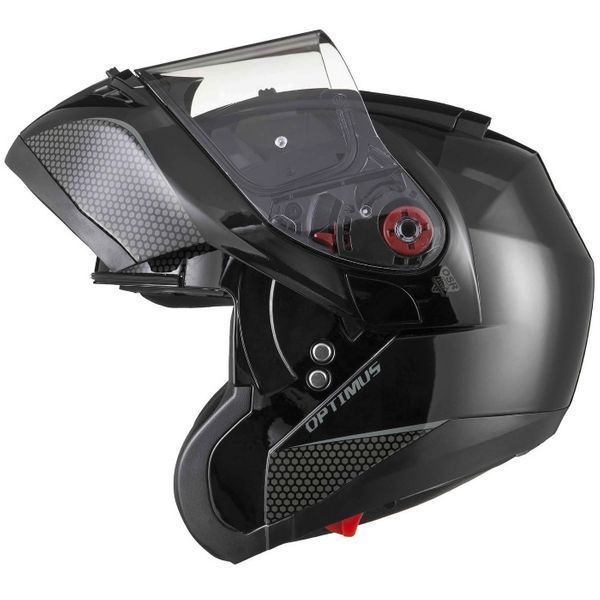 Casca moto flip up Black Optimus - ochelari soare - negru lucios/mat