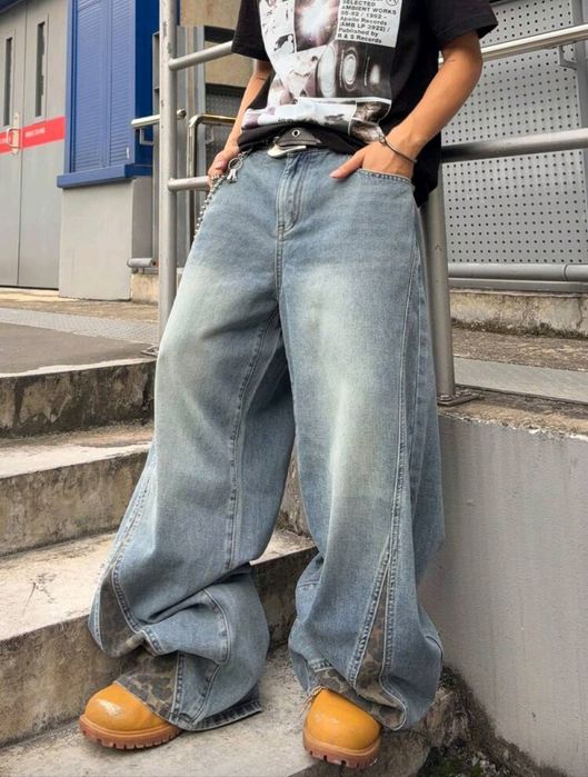 Нови военни дънки baggy панталони камуфлаж  Loose Fit Jeans карго Хл Л