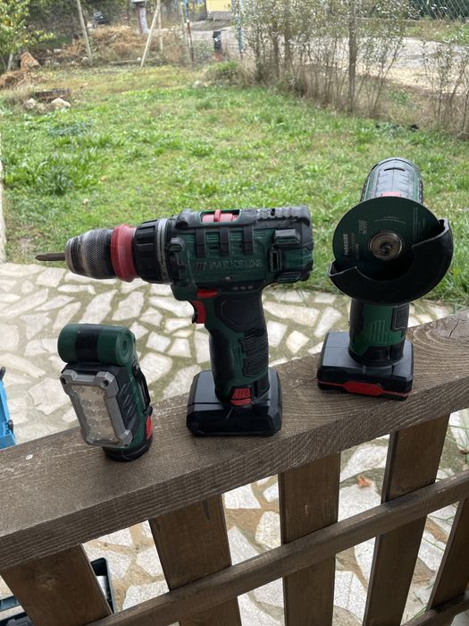 Инструменти Parkside 12V - Винтоверт, Ъглошлайф, Фенер