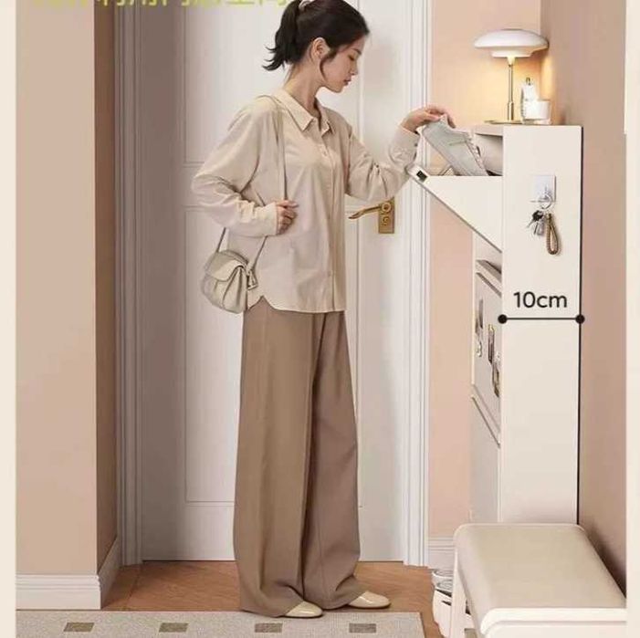 Настенный обувной шкаф для прихожей/ очень тонкий но вместительный