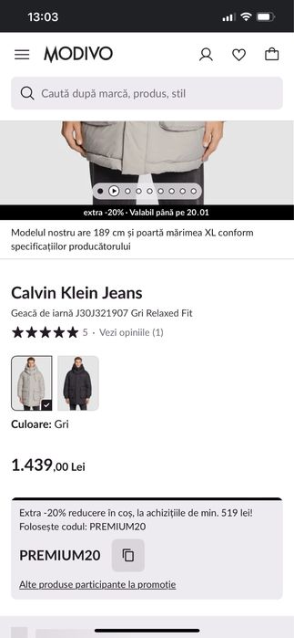 Geaca Calvin Klein barbati Marimea S, fit L, nouă cu etichetă