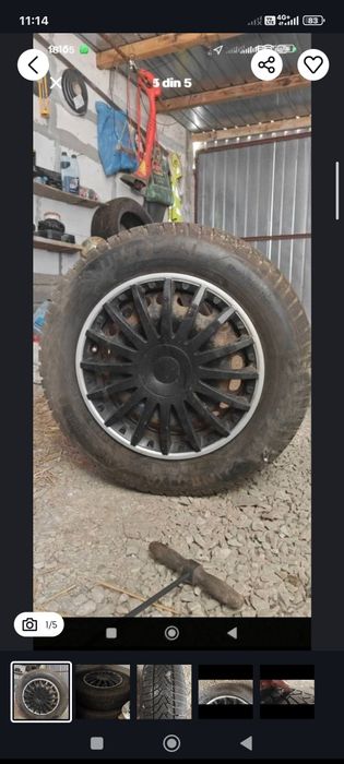 Jante de tablă cu cauciucuri de iarna în stare foarte bună