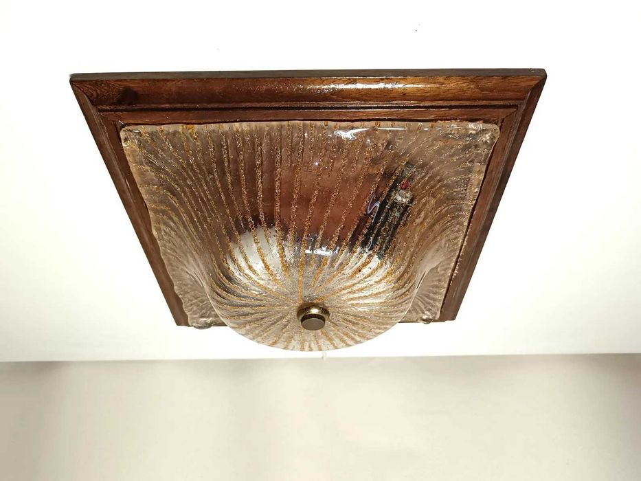 Plafoniera Art Deco, Mid Century, Barovier i Toso, lemn, vintage