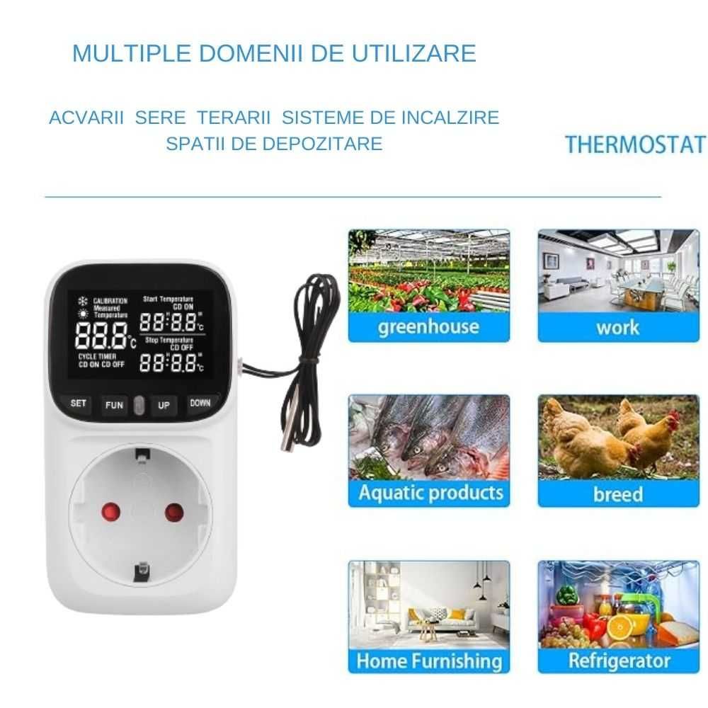 Priza inteligenta cu termostat, programabila, senzor de temperatura