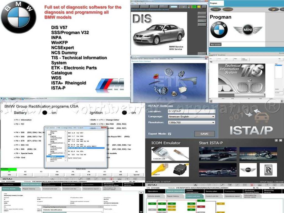 Autocom/Delphi DS150 -2021
Ista+ Bmw
Xentry Star/e-Sys Bmw
VCDS ODIS