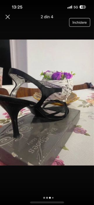 Sandale negre cu toc