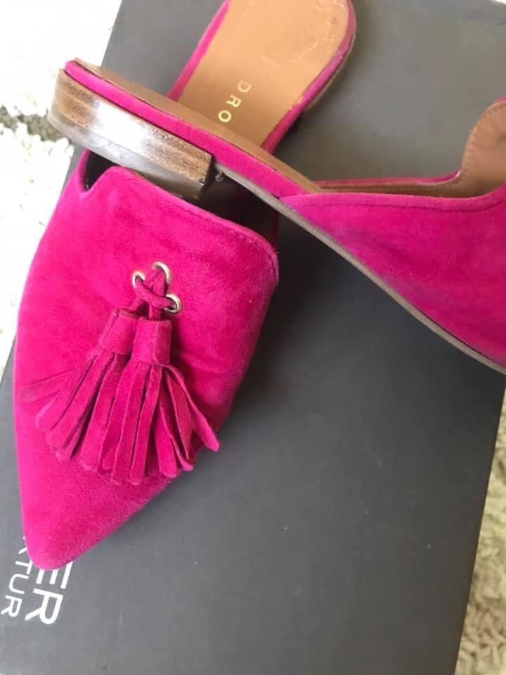 Sandale velur natural fuchsia