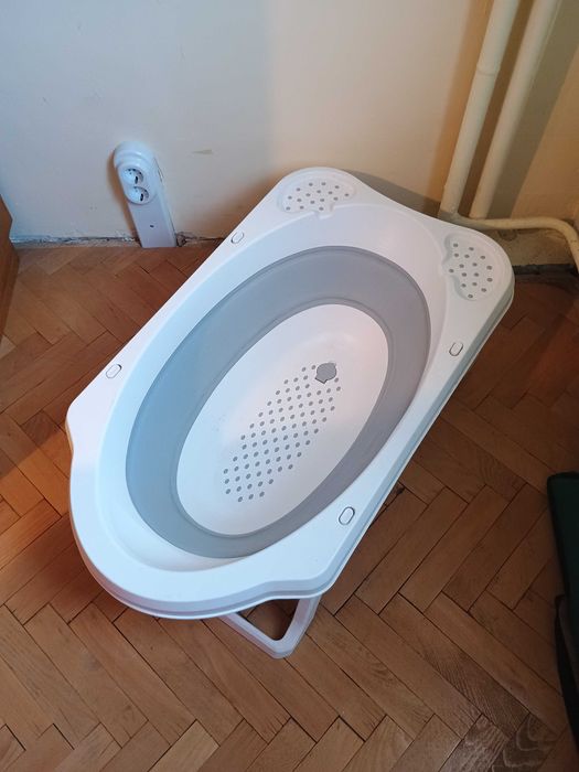 Сгъваема вана за къпане на бебе - сивa