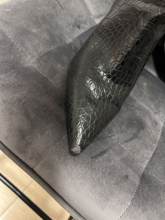 Cizme lungi negre – stil șarpe – piele ecologică