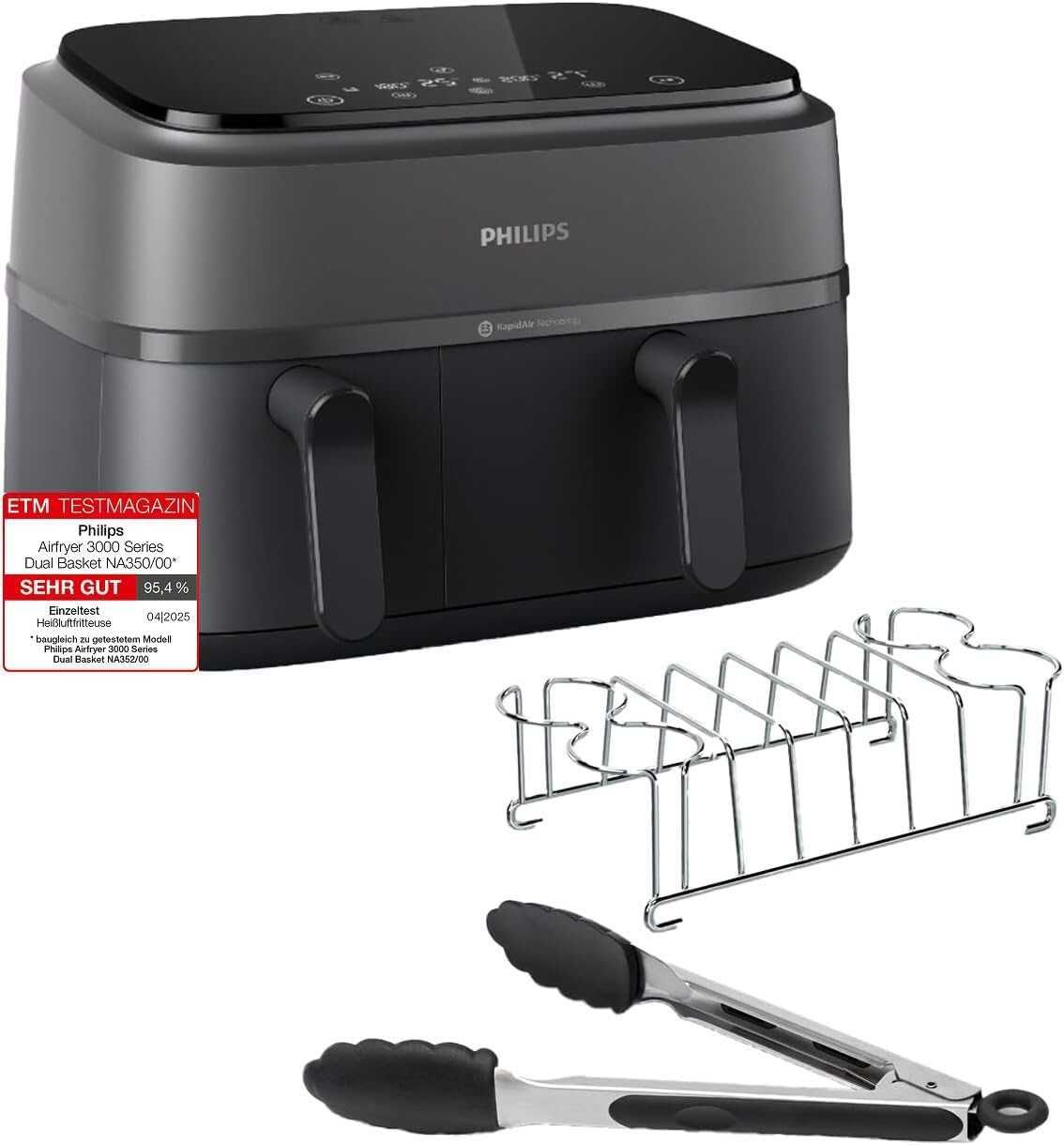 Фритюрник с горещ въздух Philips Airfryer Dual Basket 3000 Series, 9
