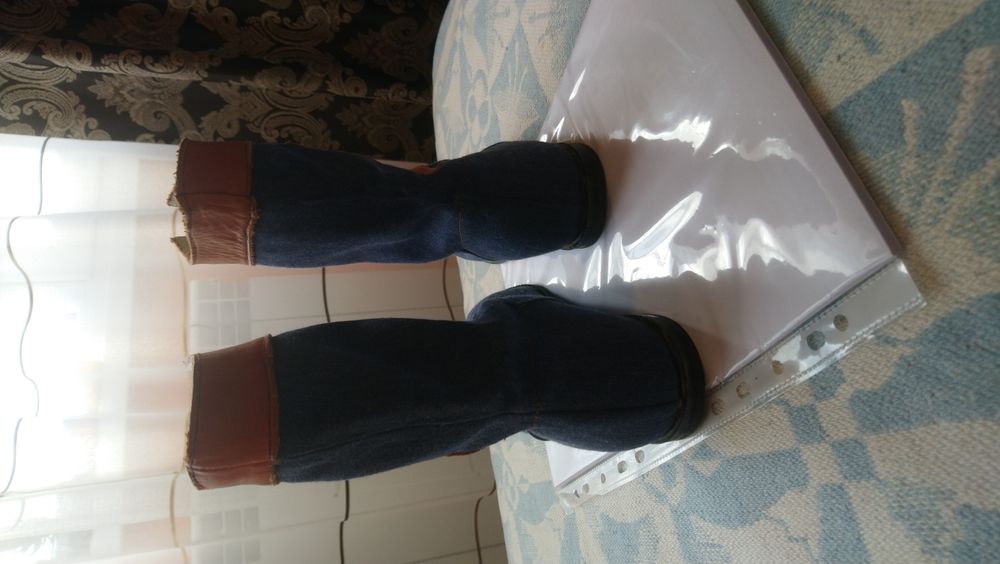 БОТИ дънкови с кожа, Български, Красиви,Оригинални.НЕобувани,ЧистоНови