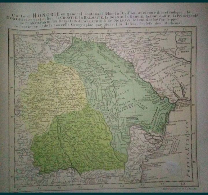Harta Țărilor Române la 1744 tipar din 1880