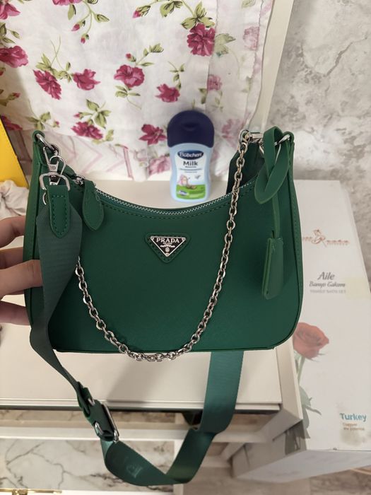 Зеленая Сумка Prada lux качества, Новая