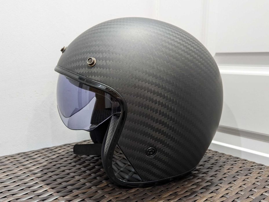 Casca moto chopper LS2 BOB Carbon, marime L -open face, ochelari soare