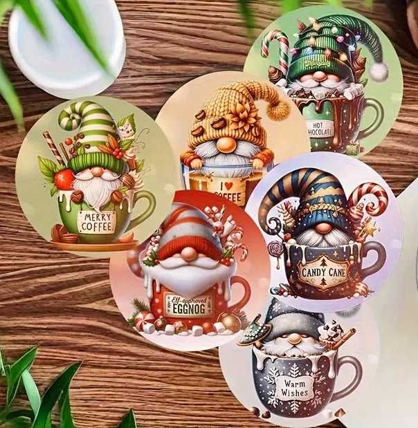 Големи дървени магнитчета за Коледа - гномове