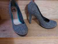 Pantofi tweed albastru - gri - maro Feud marimea 40