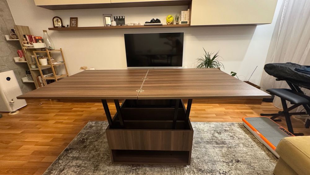 Masa de cafea extensibila, pe roti 80x80/160cm