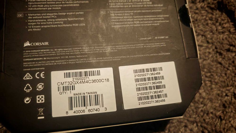 Рам памет Corsair Dominator Platinum RGB 32GB (4 x 8GB) DDR4 3600MHz