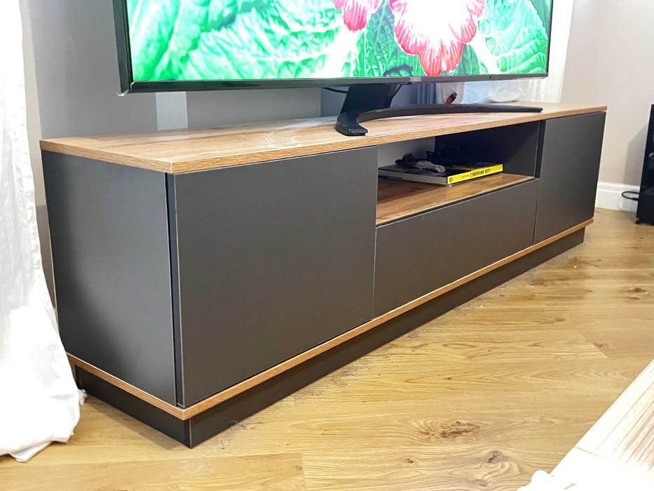 Тумба напольная под ТВ EQUUS 100, 180x48x35 см, серый, бежевый