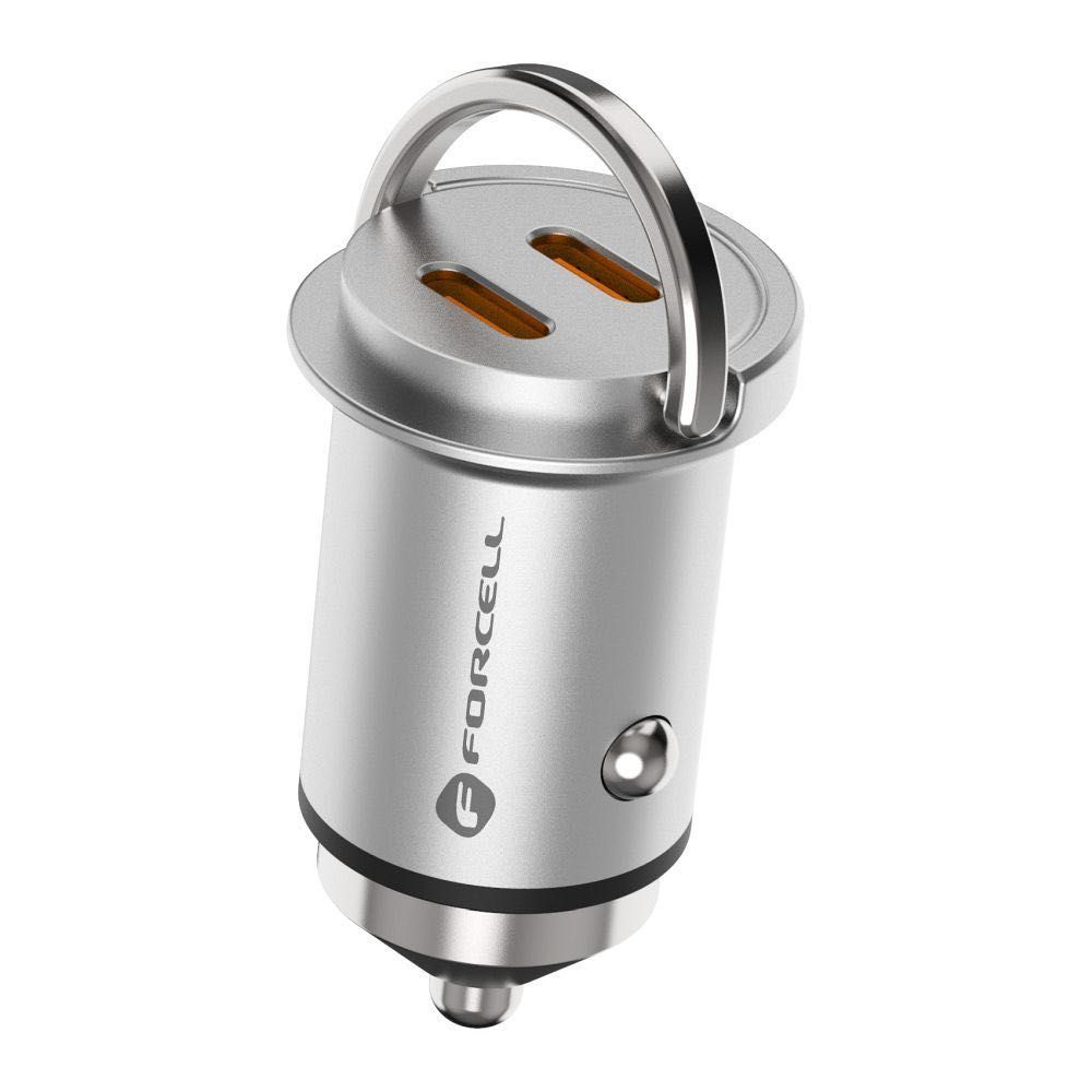 Мини зарядно за кола 2 x Type C PD QC3.0 3A 30W FORCELL F-ENERGY