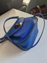 Leather blue geanta