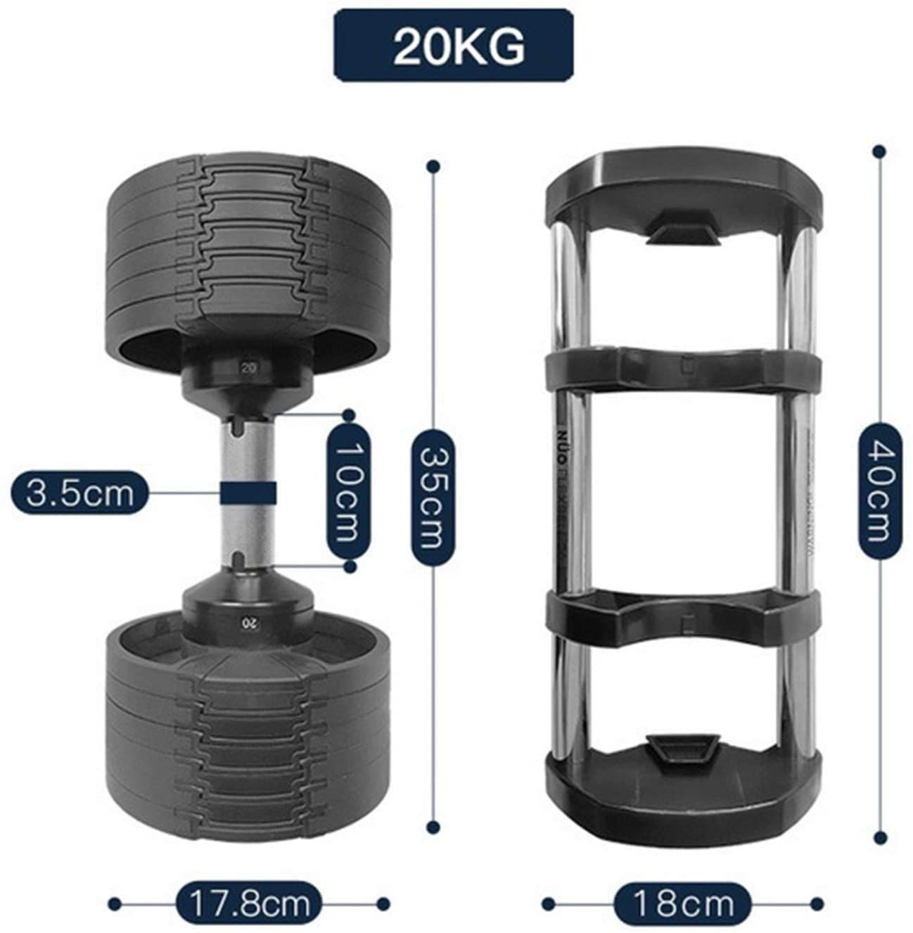Set gantere, Zoco Body Fit® YLK007, greutate totala 40 kg, Negru