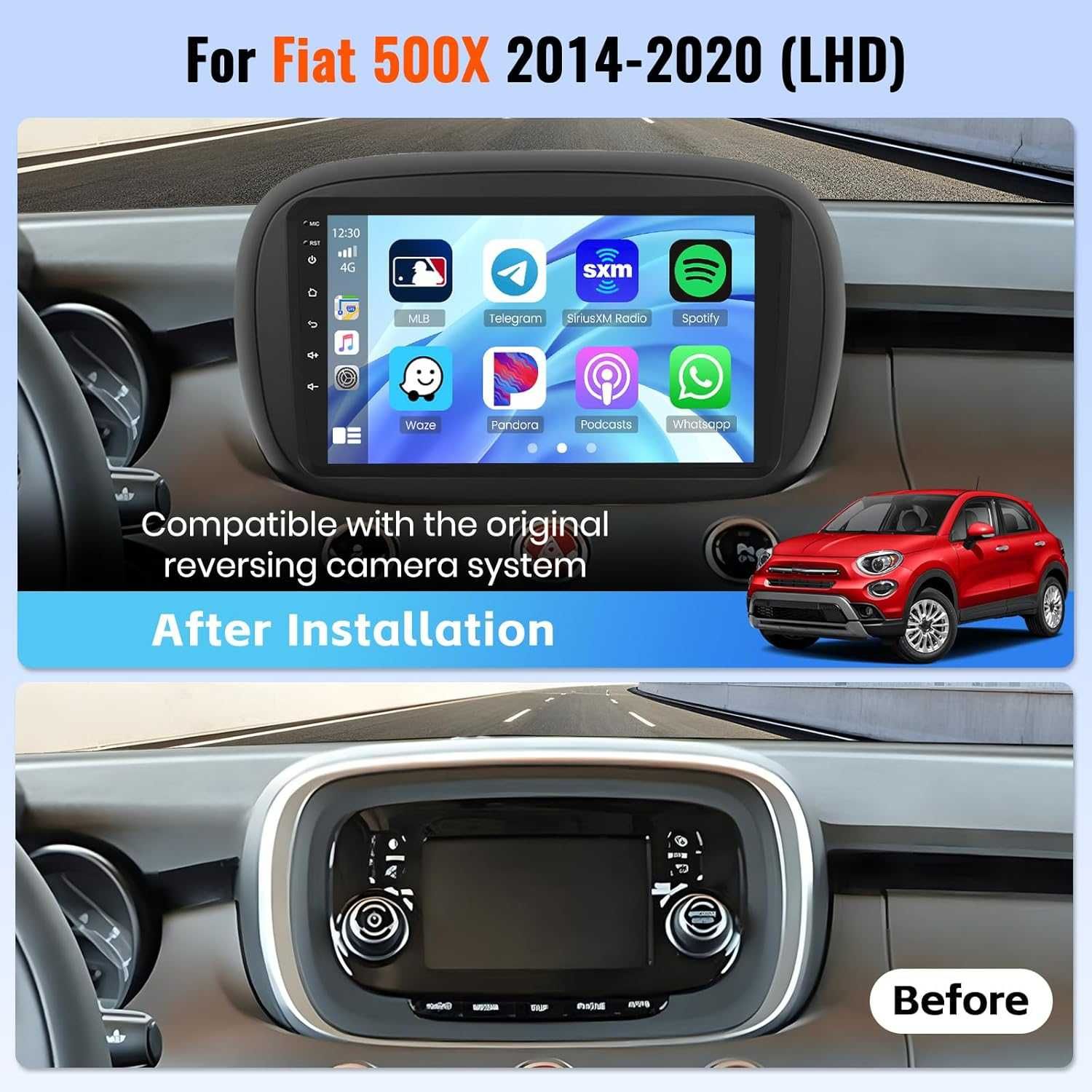 Мултимедия за FIAT 500X Андроид навигация Android 2DIN Двоен дин 500x