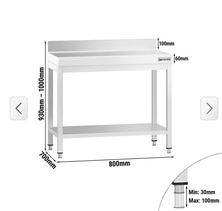 Blat de lucru ECO 0.8m cu polita si rebord
