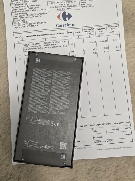 Samsung S25 Ultra Titanium Black - NOU Sigilat Factură Garanție 2 Ani