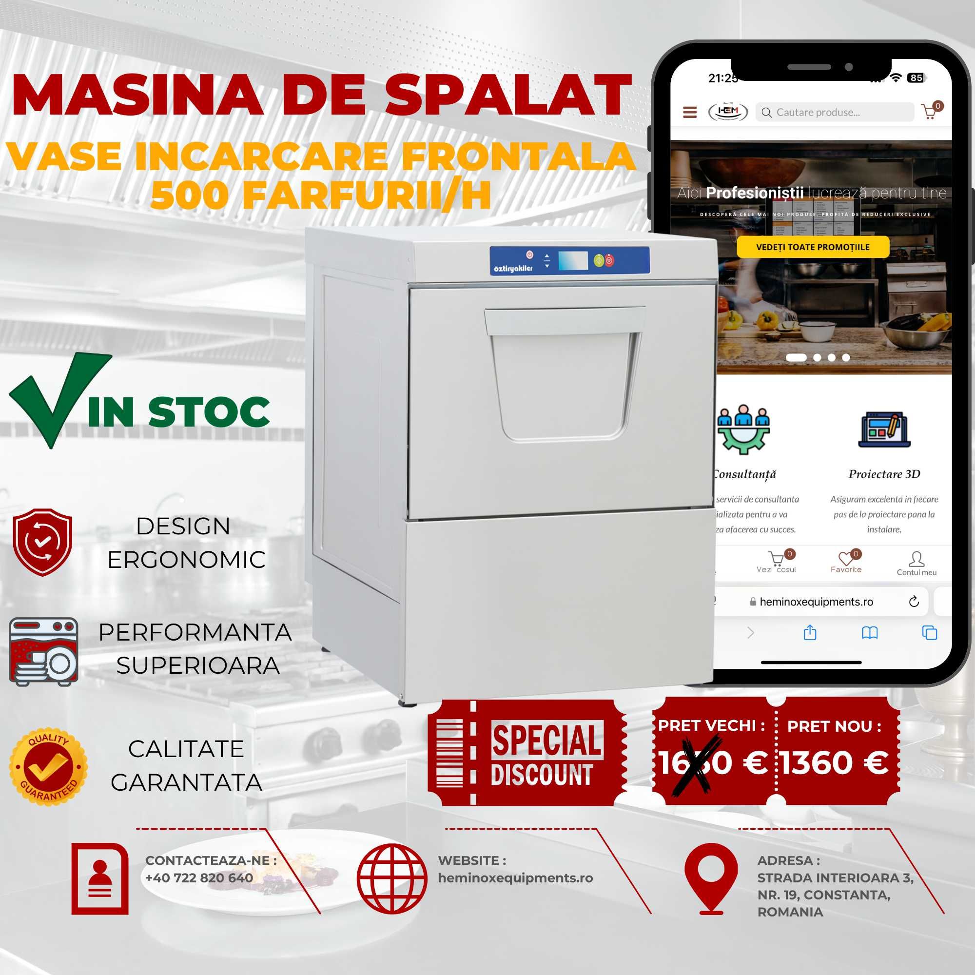 Masina De Spalat Vase 500 de Farfurii 220V - 1000 De Farfurii 220-380V
