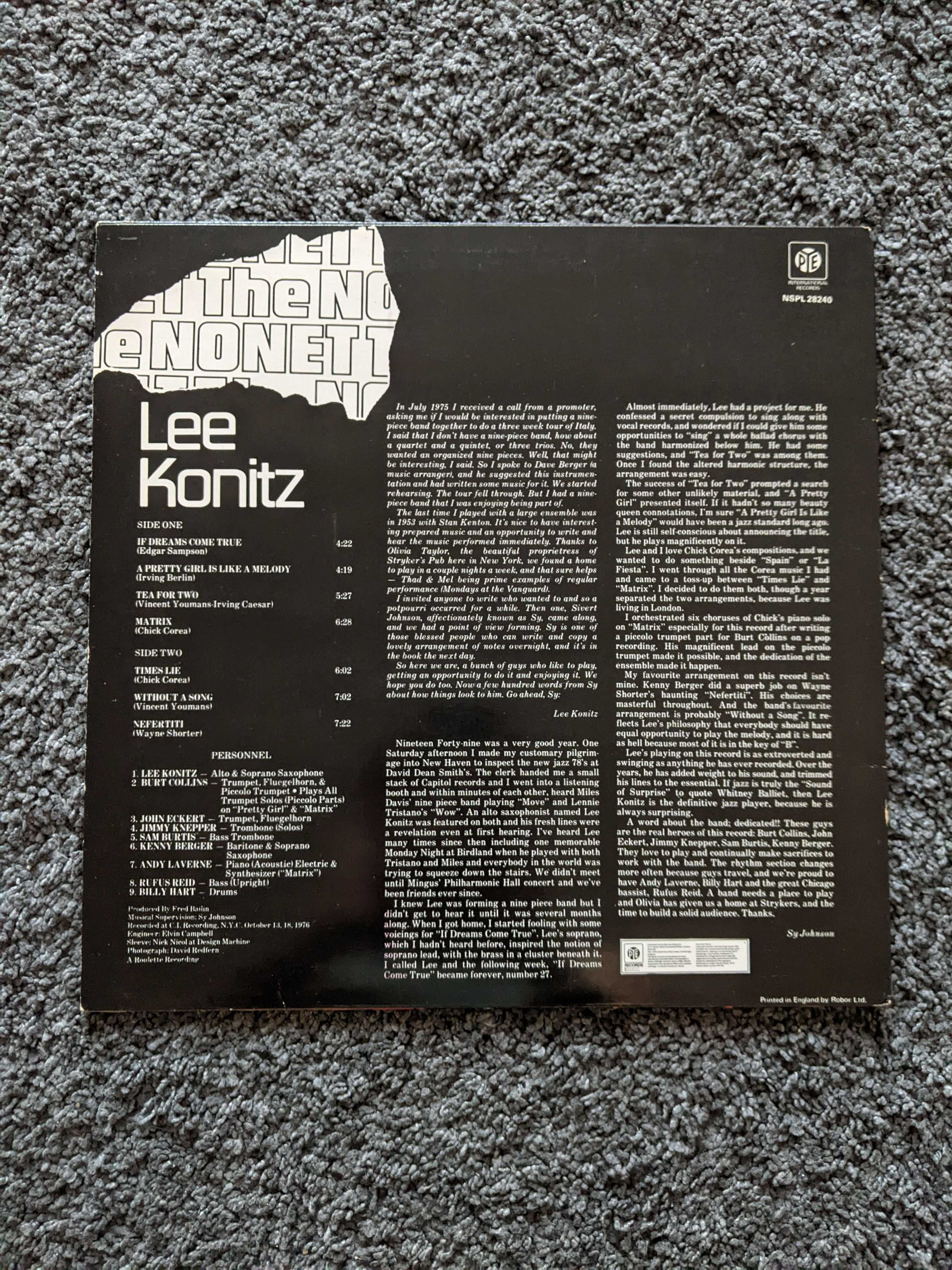 Lee Konitz - The Nonet (Vinyl, Jazz, White label, LP)