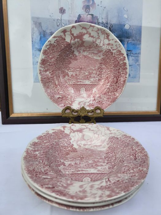 Set 4 farfurii din portelan englezesc Crown Ducal- Bridge Scenes