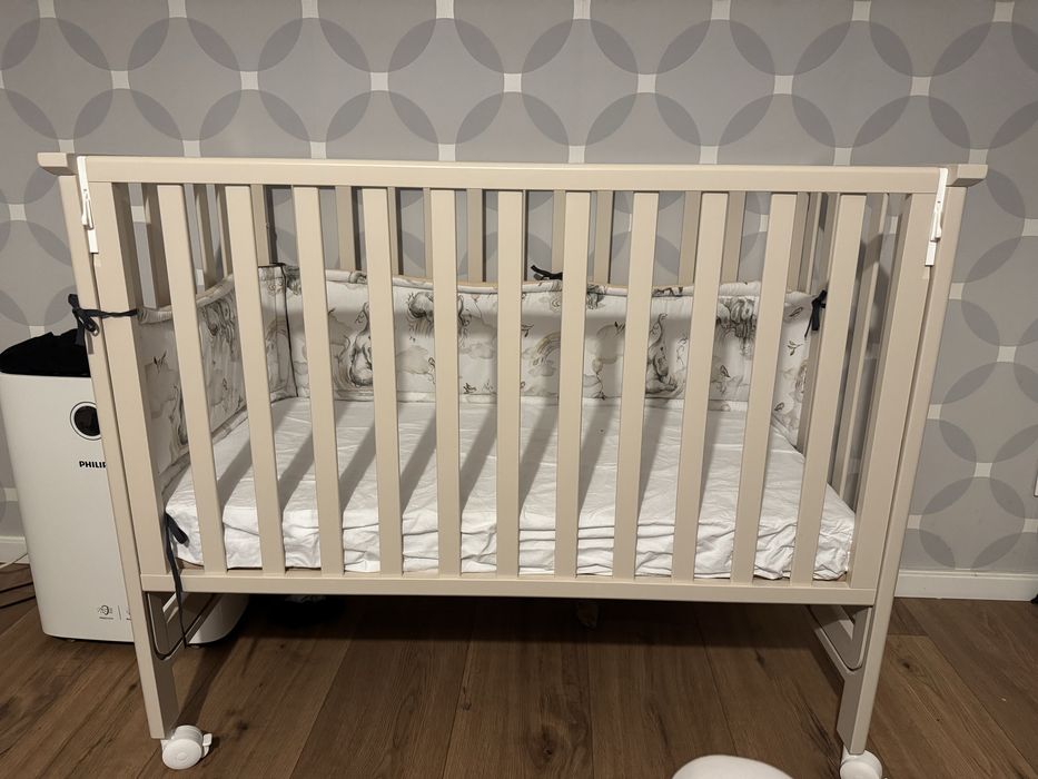 Patut Bebelus Cosleeping ,lemn fag,cu suport antireflux si saltea