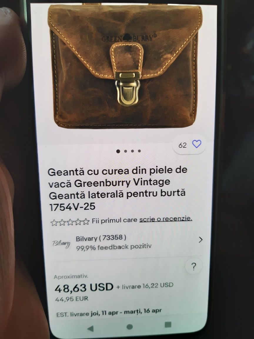 Geantă ptr curea din piele de vacă Greenburry Vintagee